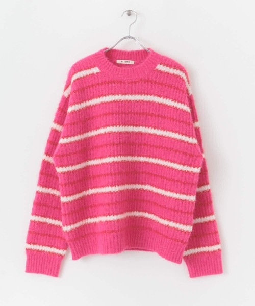 HEYUMM(ヘユム)の「モヘアライクカラフルボーダーニットトップ(ニット/セーター・メンズ・ピンク/ブルー/イエロー・ONE)」の3枚目の写真