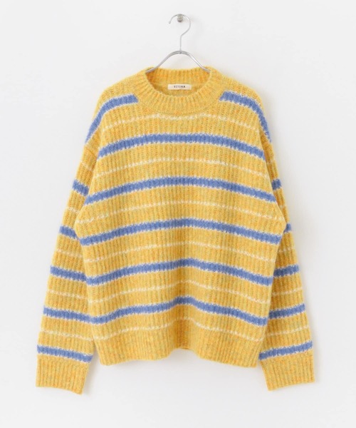 HEYUMM(ヘユム)の「モヘアライクカラフルボーダーニットトップ(ニット/セーター・メンズ・ピンク/ブルー/イエロー・ONE)」の4枚目の写真
