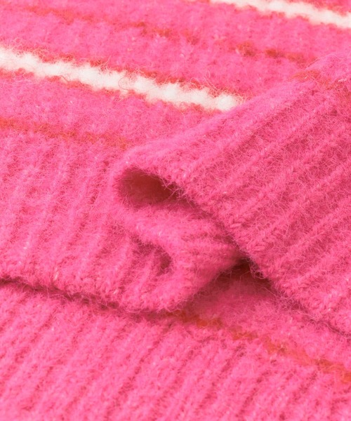 HEYUMM(ヘユム)の「モヘアライクカラフルボーダーニットトップ(ニット/セーター・メンズ・ピンク/ブルー/イエロー・ONE)」の8枚目の写真