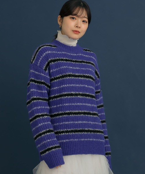 HEYUMM(ヘユム)の「モヘアライクカラフルボーダーニットトップ(ニット/セーター・メンズ・ピンク/ブルー/イエロー・ONE)」の15枚目の写真