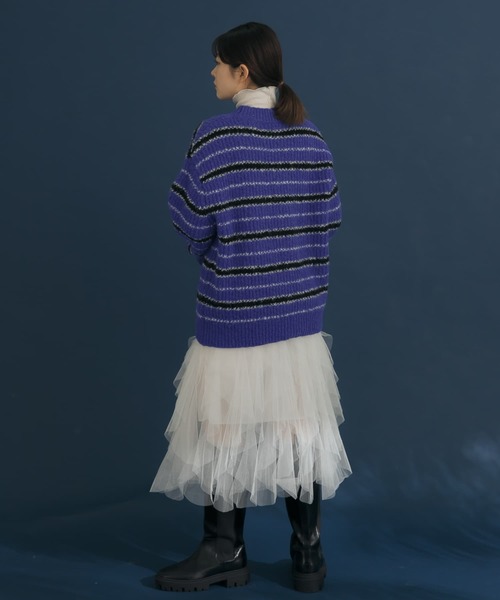 HEYUMM(ヘユム)の「モヘアライクカラフルボーダーニットトップ(ニット/セーター・メンズ・ピンク/ブルー/イエロー・ONE)」の18枚目の写真