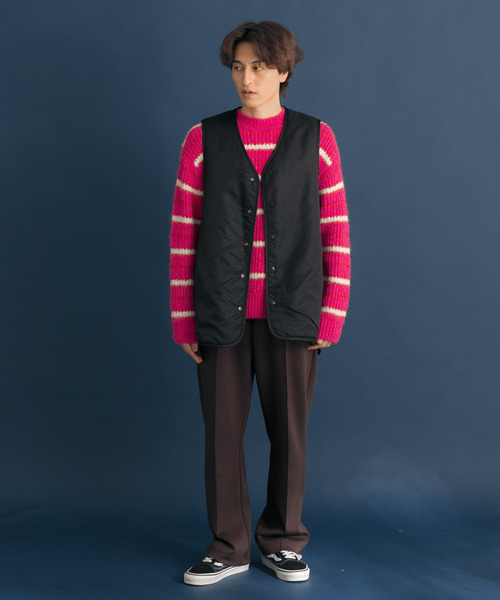 HEYUMM(ヘユム)の「モヘアライクカラフルボーダーニットトップ(ニット/セーター・メンズ・ピンク/ブルー/イエロー・ONE)」の19枚目の写真