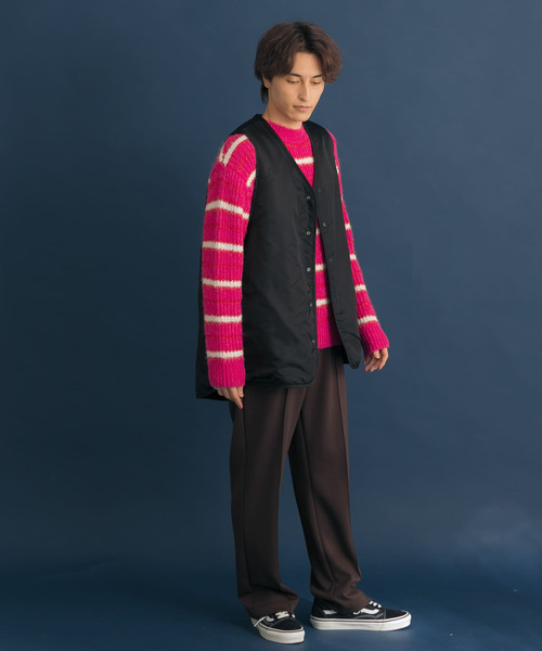 HEYUMM(ヘユム)の「モヘアライクカラフルボーダーニットトップ(ニット/セーター・メンズ・ピンク/ブルー/イエロー・ONE)」の20枚目の写真