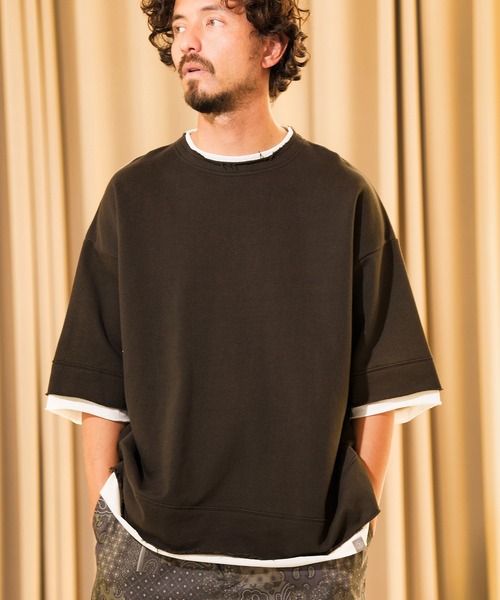 mt8195-Fake Layered Cutoff Sweat Cut sew (MADE IN JAPAN) カットソー