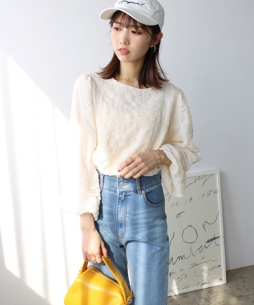 GeeRA(ジーラ)の「ワッシャー素材バルーン袖ブラウス(シャツ/ブラウス・レディース・ラベンダー/アイボリー/ブラック・MEDIUM/LARGE)」の7枚目の写真