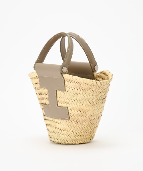 IACUCCI（イアクッチ）の「リビエラ CESTA PAGLIA/RUGA（かごバッグ・レディース・グレイッシュベージュ/セージグリーン/アイボリー・FREE）」の11枚目の写真