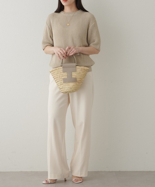 IACUCCI（イアクッチ）の「リビエラ CESTA PAGLIA/RUGA（かごバッグ・レディース・グレイッシュベージュ/セージグリーン/アイボリー・FREE）」の8枚目の写真