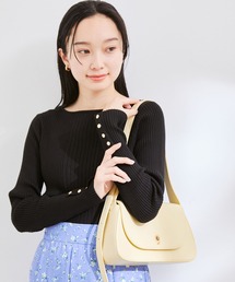 【楽天限定】袖メタル釦リブニットプルオーバー