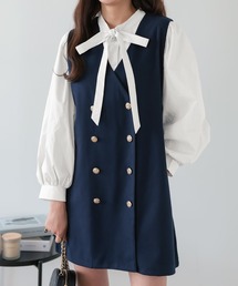 金ボタンジレワンピース