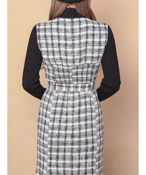 【新品未使用品タグ付き】ダーリッチ❤︎スプリングツイードドッキングロングワンピース Darich（ダーリッチ）の「スプリングツイードドッキングロング