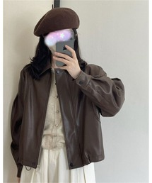 カジュアルストリートボタン付きフェイクレザートップス