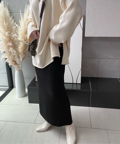 y/m by misato（イムバイミサト）の「ふくれジャガードカットスカート（スカート・レディース・ブラック/アイボリー・FREE）」の2枚目の写真