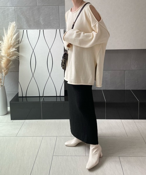 y/m by misato（イムバイミサト）の「ふくれジャガードカットスカート（スカート・レディース・ブラック/アイボリー・FREE）」の4枚目の写真