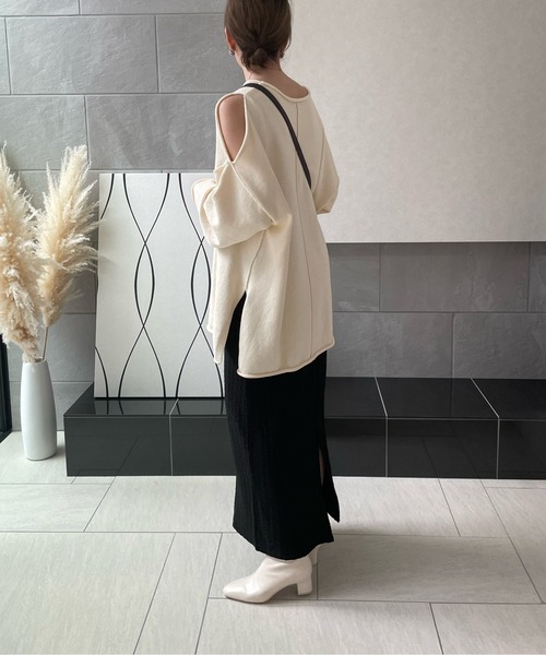 y/m by misato（イムバイミサト）の「ふくれジャガードカットスカート（スカート・レディース・ブラック/アイボリー・FREE）」の3枚目の写真