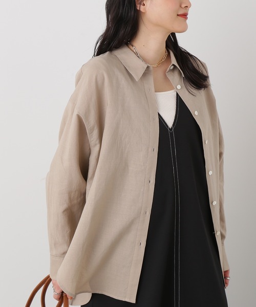 N.（N. Natural Beauty Basic）（エヌエヌナチュラルビューティーベーシック）の「◆麻混ルーズシャツ（シャツ/ブラウス・レディース・オフホワイト/イエロー/ピンク/ベージュ/ネイビー/パープル/オレンジ・MEDIUM）」の3枚目の写真