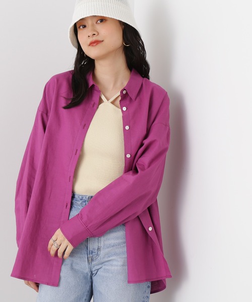 N.（N. Natural Beauty Basic）（エヌエヌナチュラルビューティーベーシック）の「◆麻混ルーズシャツ（シャツ/ブラウス・レディース・オフホワイト/イエロー/ピンク/ベージュ/ネイビー/パープル/オレンジ・MEDIUM）」の5枚目の写真