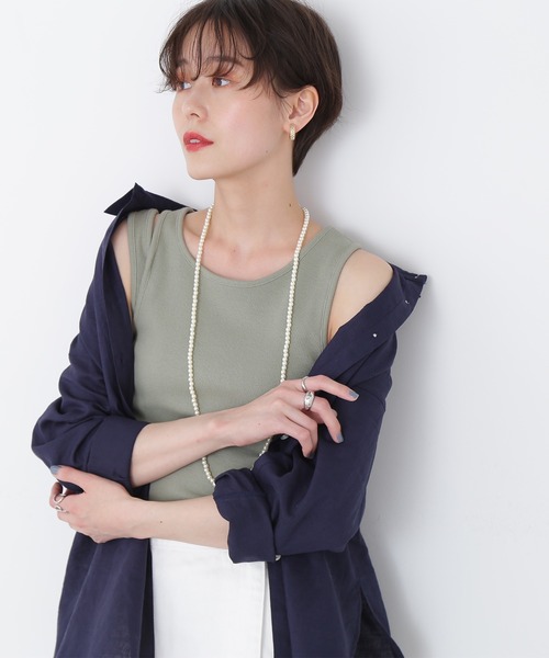 N.（N. Natural Beauty Basic）（エヌエヌナチュラルビューティーベーシック）の「◆麻混ルーズシャツ（シャツ/ブラウス・レディース・オフホワイト/イエロー/ピンク/ベージュ/ネイビー/パープル/オレンジ・MEDIUM）」の4枚目の写真