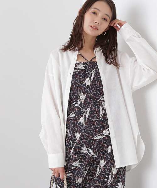 N.（N. Natural Beauty Basic）（エヌエヌナチュラルビューティーベーシック）の「◆麻混ルーズシャツ（シャツ/ブラウス・レディース・オフホワイト/イエロー/ピンク/ベージュ/ネイビー/パープル/オレンジ・MEDIUM）」の2枚目の写真