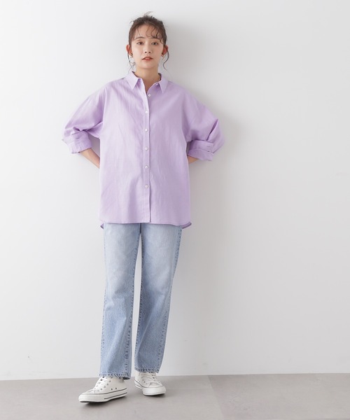 N.（N. Natural Beauty Basic）（エヌエヌナチュラルビューティーベーシック）の「◆麻混ルーズシャツ（シャツ/ブラウス・レディース・オフホワイト/イエロー/ピンク/ベージュ/ネイビー/パープル/オレンジ・MEDIUM）」の10枚目の写真