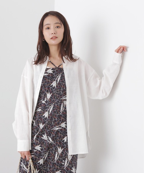 N.（N. Natural Beauty Basic）（エヌエヌナチュラルビューティーベーシック）の「◆麻混ルーズシャツ（シャツ/ブラウス・レディース・オフホワイト/イエロー/ピンク/ベージュ/ネイビー/パープル/オレンジ・MEDIUM）」の9枚目の写真