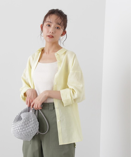 N.（N. Natural Beauty Basic）（エヌエヌナチュラルビューティーベーシック）の「◆麻混ルーズシャツ（シャツ/ブラウス・レディース・オフホワイト/イエロー/ピンク/ベージュ/ネイビー/パープル/オレンジ・MEDIUM）」の16枚目の写真