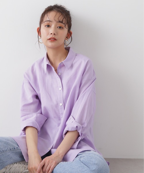 N.（N. Natural Beauty Basic）（エヌエヌナチュラルビューティーベーシック）の「◆麻混ルーズシャツ（シャツ/ブラウス・レディース・オフホワイト/イエロー/ピンク/ベージュ/ネイビー/パープル/オレンジ・MEDIUM）」の13枚目の写真