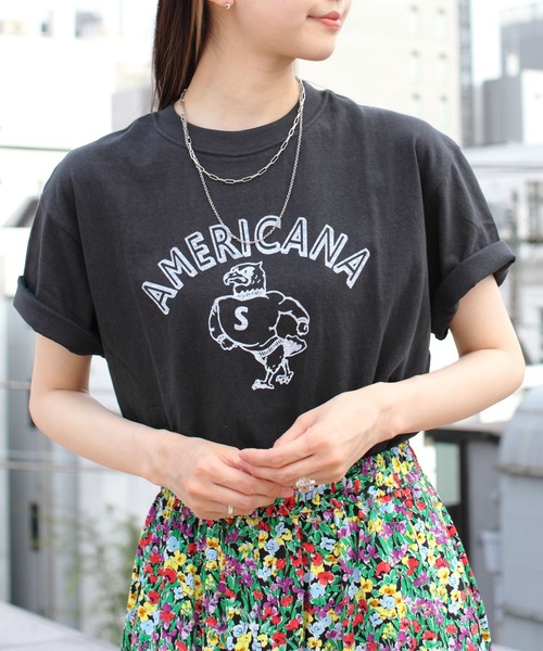 THE SHINZONE(ザ シンゾーン)の「SHINZONE×AMERICANA/シンゾーン×アメリカーナ プリントTEE PRINT TEE 23MXXCU02(Tシャツ/カットソー・レディース・ブラウン/ブラック/ホワイト・FREE)」の3枚目の写真