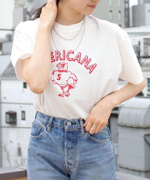 THE SHINZONE(ザ シンゾーン)の「SHINZONE×AMERICANA/シンゾーン×アメリカーナ プリントTEE PRINT TEE 23MXXCU02(Tシャツ/カットソー・レディース・ブラウン/ブラック/ホワイト・FREE)」の14枚目の写真