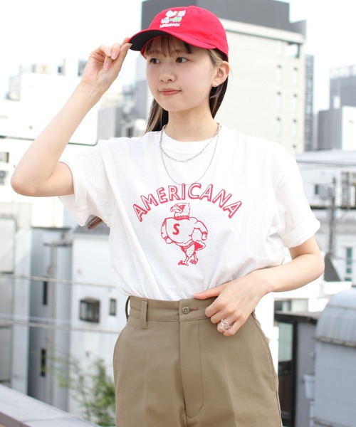 THE SHINZONE(ザ シンゾーン)の「SHINZONE×AMERICANA/シンゾーン×アメリカーナ プリントTEE PRINT TEE 23MXXCU02(Tシャツ/カットソー・レディース・ブラウン/ブラック/ホワイト・FREE)」の7枚目の写真