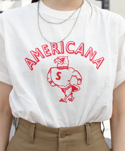THE SHINZONE(ザ シンゾーン)の「SHINZONE×AMERICANA/シンゾーン×アメリカーナ プリントTEE PRINT TEE 23MXXCU02(Tシャツ/カットソー・レディース・ブラウン/ブラック/ホワイト・FREE)」の13枚目の写真