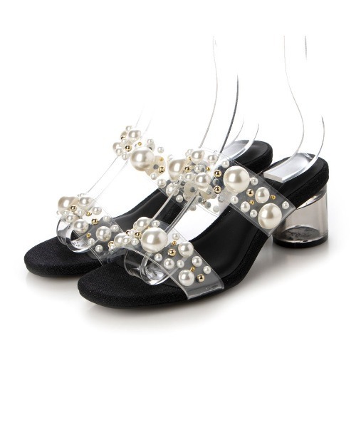 Realta（レアルタ）の「Realta(レアルタ)パール×スタッズクリアミュールサンダル（サンダル・レディース・ホワイト/ブラック・L/M/LL/S）」の3枚目の写真