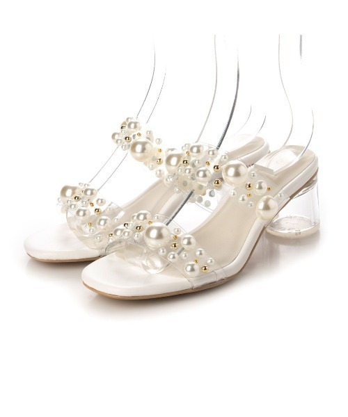 Realta（レアルタ）の「Realta(レアルタ)パール×スタッズクリアミュールサンダル（サンダル・レディース・ホワイト/ブラック・L/M/LL/S）」の4枚目の写真