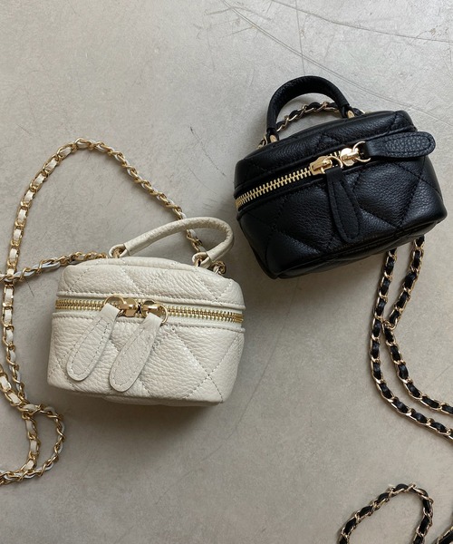 DouDou（ドゥドゥ）の「リアルレザーチェーンバニティバッグ（ショルダーバッグ・レディース・ホワイト/ブラック・FREE）」の10枚目の写真