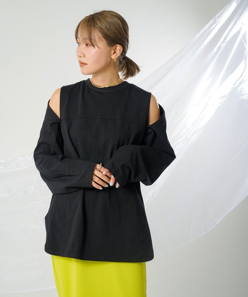 bohmal（ボマール）の「マルチウェイカットアウトオーバーサイズロンT（Tシャツ/カットソー・レディース・ブラック/アイボリー・MEDIUM）」の3枚目の写真