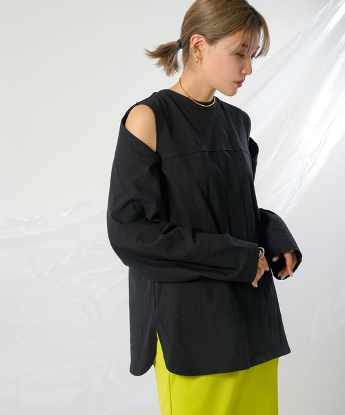 bohmal（ボマール）の「マルチウェイカットアウトオーバーサイズロンT（Tシャツ/カットソー・レディース・ブラック/アイボリー・MEDIUM）」の6枚目の写真