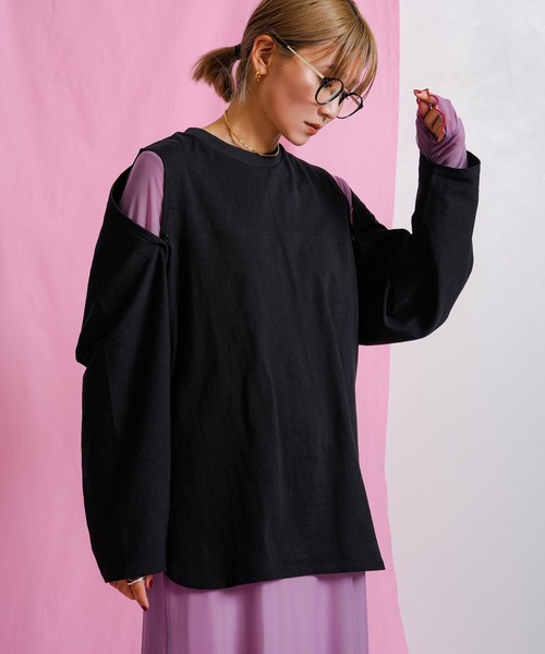 bohmal（ボマール）の「マルチウェイカットアウトオーバーサイズロンT（Tシャツ/カットソー・レディース・ブラック/アイボリー・MEDIUM）」の21枚目の写真
