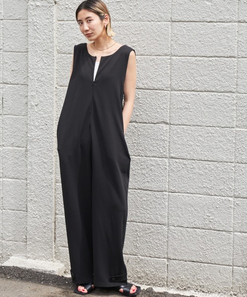 Auntie Rosa Holiday（アンティローザホリデー）の「2WAYフロントZIPルーズサロペット（サロペット/オーバーオール・レディース・ブラック/ナチュラル・FREE）」の4枚目の写真