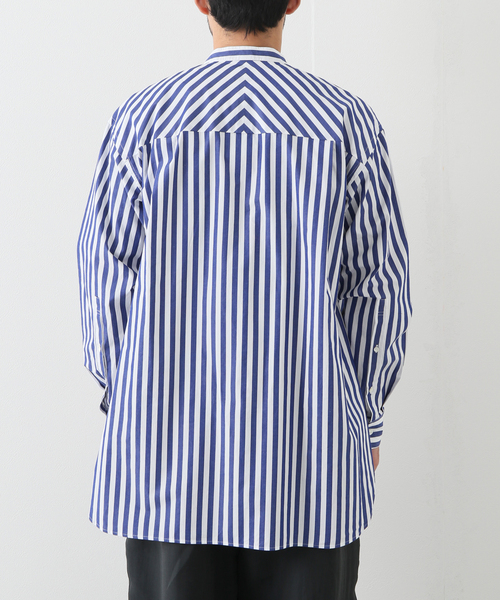 EDIFICE（エディフィス）の「【:colon / コロン】フロントプリーツストライプバンドカラー（シャツ/ブラウス・メンズ・ホワイト/ブルー・5/3/1）」の16枚目の写真