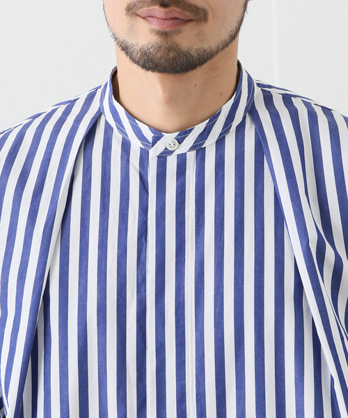 EDIFICE（エディフィス）の「【:colon / コロン】フロントプリーツストライプバンドカラー（シャツ/ブラウス・メンズ・ホワイト/ブルー・5/3/1）」の13枚目の写真