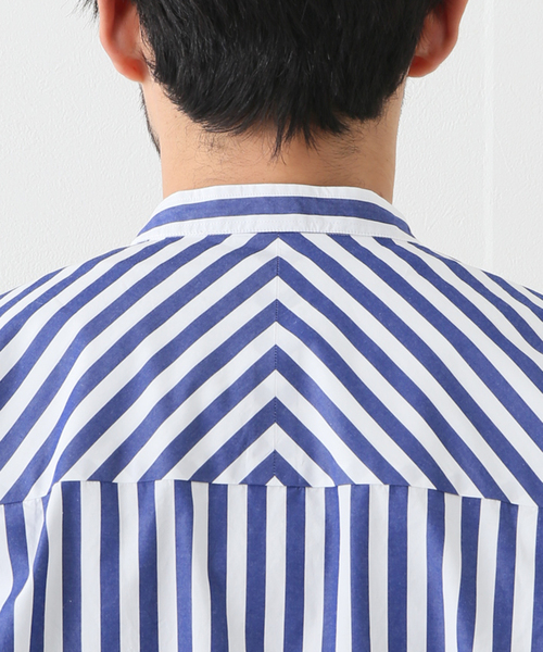 EDIFICE（エディフィス）の「【:colon / コロン】フロントプリーツストライプバンドカラー（シャツ/ブラウス・メンズ・ホワイト/ブルー・5/3/1）」の7枚目の写真