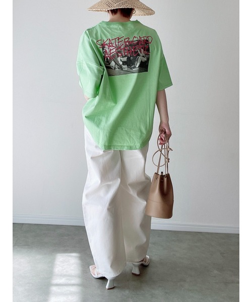 Yucca（ユッカ）の「SKATEBOARD プリントTシャツ　（MEKKE　低身長向け）（Tシャツ/カットソー・レディース・エメラルド/イエロー/サックスブルー系・FREE）」の2枚目の写真