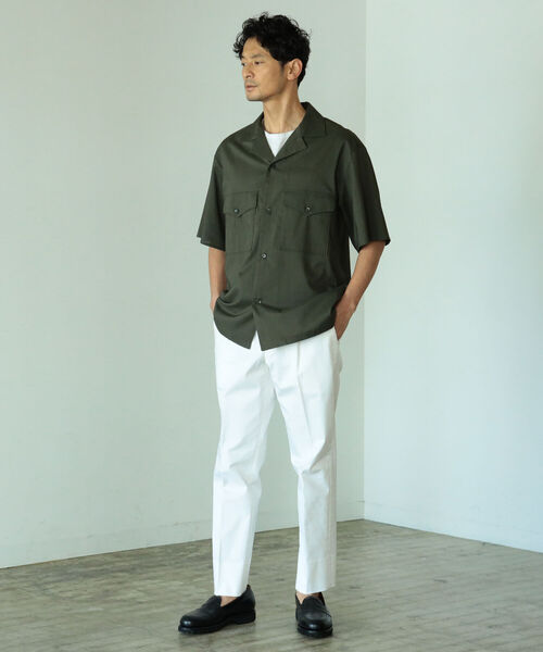 B:MING by BEAMS(ビーミングバイビームス)の「B:MING by BEAMS / CITY DWELLERS ラミー×SOLOTEX(R)オープンカラーサファリシャツ (セットアップ対応)(シャツ/ブラウス・メンズ・オリーブ/ブラック・SMALL/MEDIUM/LARGE/X-LARGE)」の5枚目の写真