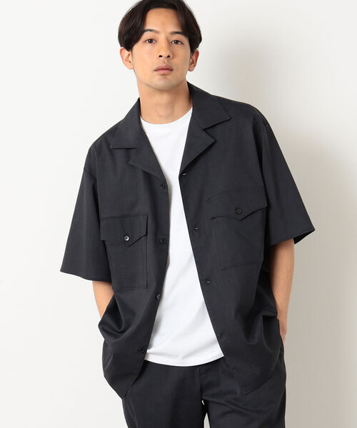B:MING by BEAMS(ビーミングバイビームス)の「B:MING by BEAMS / CITY DWELLERS ラミー×SOLOTEX(R)オープンカラーサファリシャツ (セットアップ対応)(シャツ/ブラウス・メンズ・オリーブ/ブラック・SMALL/MEDIUM/LARGE/X-LARGE)」の6枚目の写真