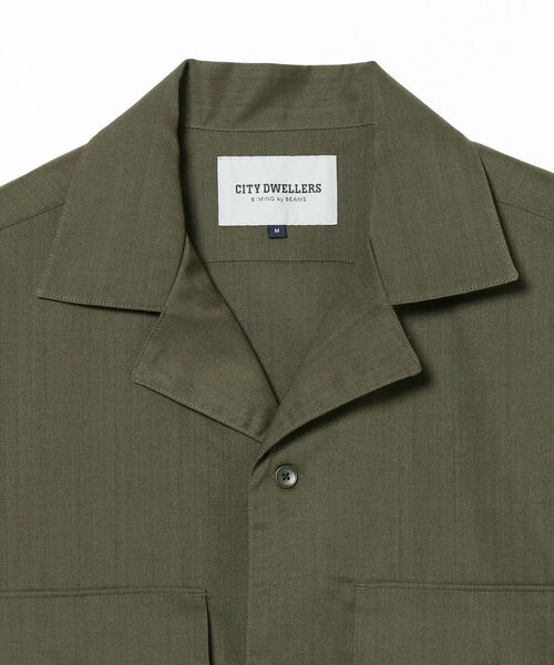B:MING by BEAMS(ビーミングバイビームス)の「B:MING by BEAMS / CITY DWELLERS ラミー×SOLOTEX(R)オープンカラーサファリシャツ (セットアップ対応)(シャツ/ブラウス・メンズ・オリーブ/ブラック・SMALL/MEDIUM/LARGE/X-LARGE)」の14枚目の写真