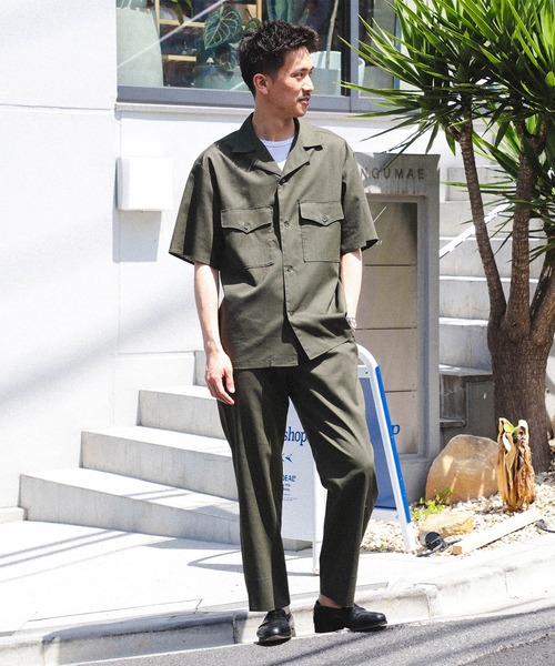 B:MING by BEAMS(ビーミングバイビームス)の「B:MING by BEAMS / CITY DWELLERS ラミー×SOLOTEX(R)オープンカラーサファリシャツ (セットアップ対応)(シャツ/ブラウス・メンズ・オリーブ/ブラック・SMALL/MEDIUM/LARGE/X-LARGE)」の22枚目の写真