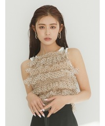 リリーブラウン⭐︎ チュールラッフルフリルトップス LILY BROWN（リリーブラウン）の「チュールラッフルフリル