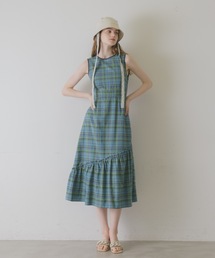 idem | check no sleeve onepiece/ノースリーブチェックワンピース(ワンピース)