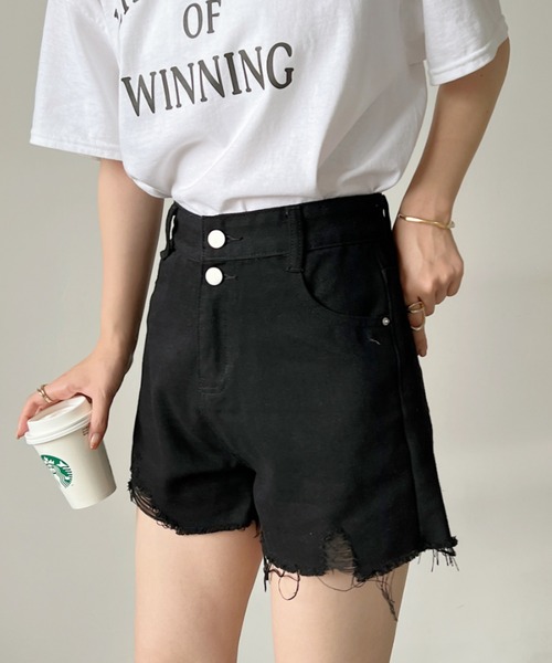 CLEA（クレア）の「ヴィンテージ風 グランジ ダメージデニムショートパンツ（デニムパンツ・レディース・ブラック/ブルー/ホワイト/ダークグレー・M）」の18枚目の写真