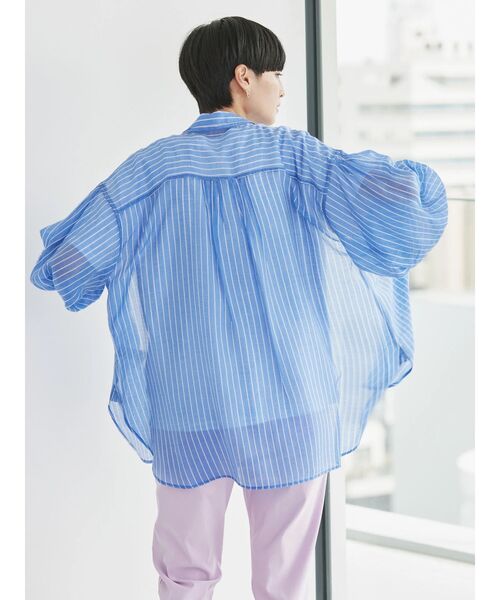 AMERICAN HOLIC（アメリカンホリック）の「Wポケットシアーシャツ（シャツ/ブラウス・レディース・ライトグリーン/アイボリー/マルチ/キャメル/ストライプ・M/L）」の10枚目の写真