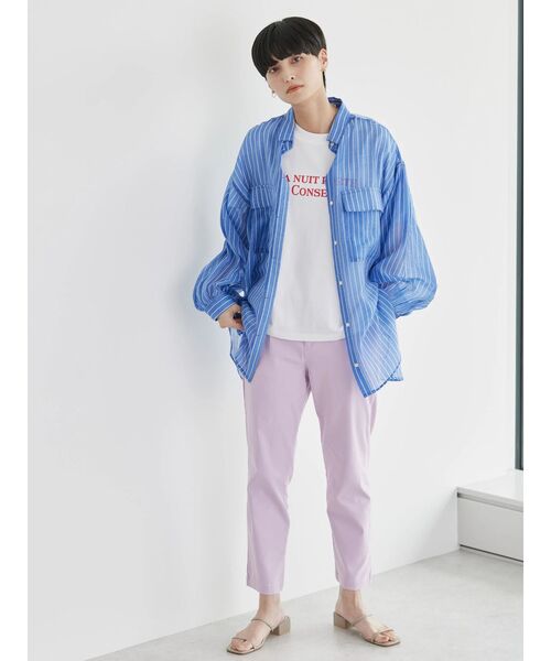 AMERICAN HOLIC（アメリカンホリック）の「Wポケットシアーシャツ（シャツ/ブラウス・レディース・ライトグリーン/アイボリー/マルチ/キャメル/ストライプ・M/L）」の11枚目の写真